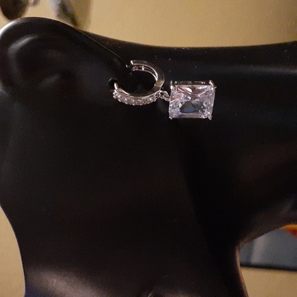 Drop Dangle Earrings White Sapphire 925 Silver - Elegant - Picture 7 of 11